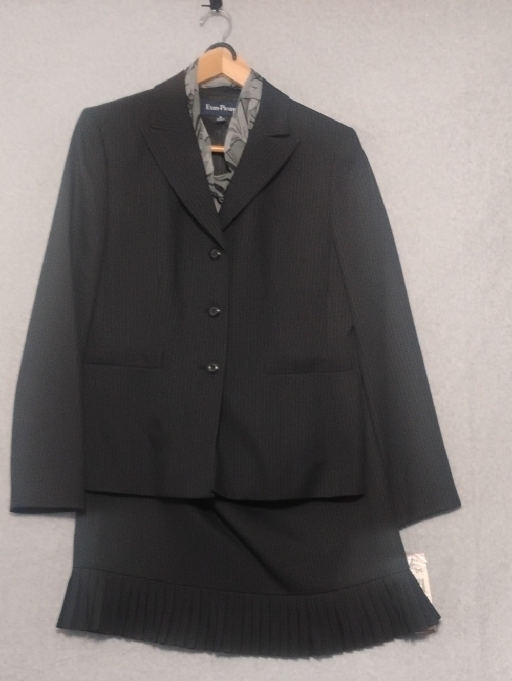 Evan Picone Black Pinstripe Women's Blazer and Skirt Set